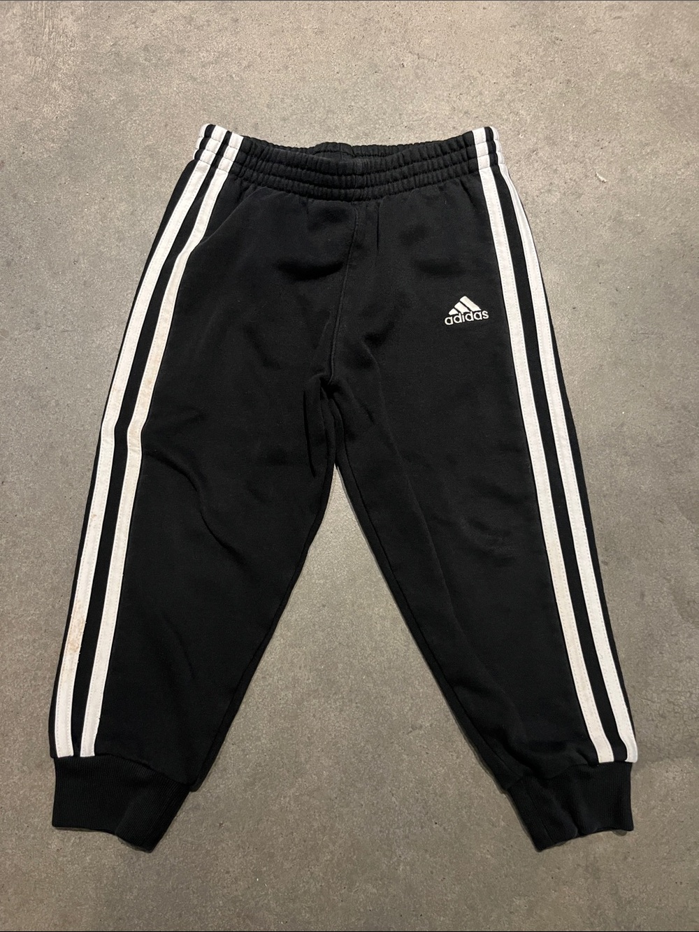 3/$15! adidas Black Jogger Pants with White Triple Stripes 4T